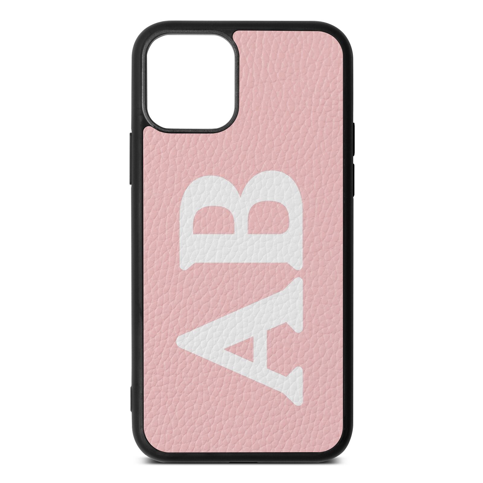 Serif Initials Pink Pebble Leather iPhone 11 Case