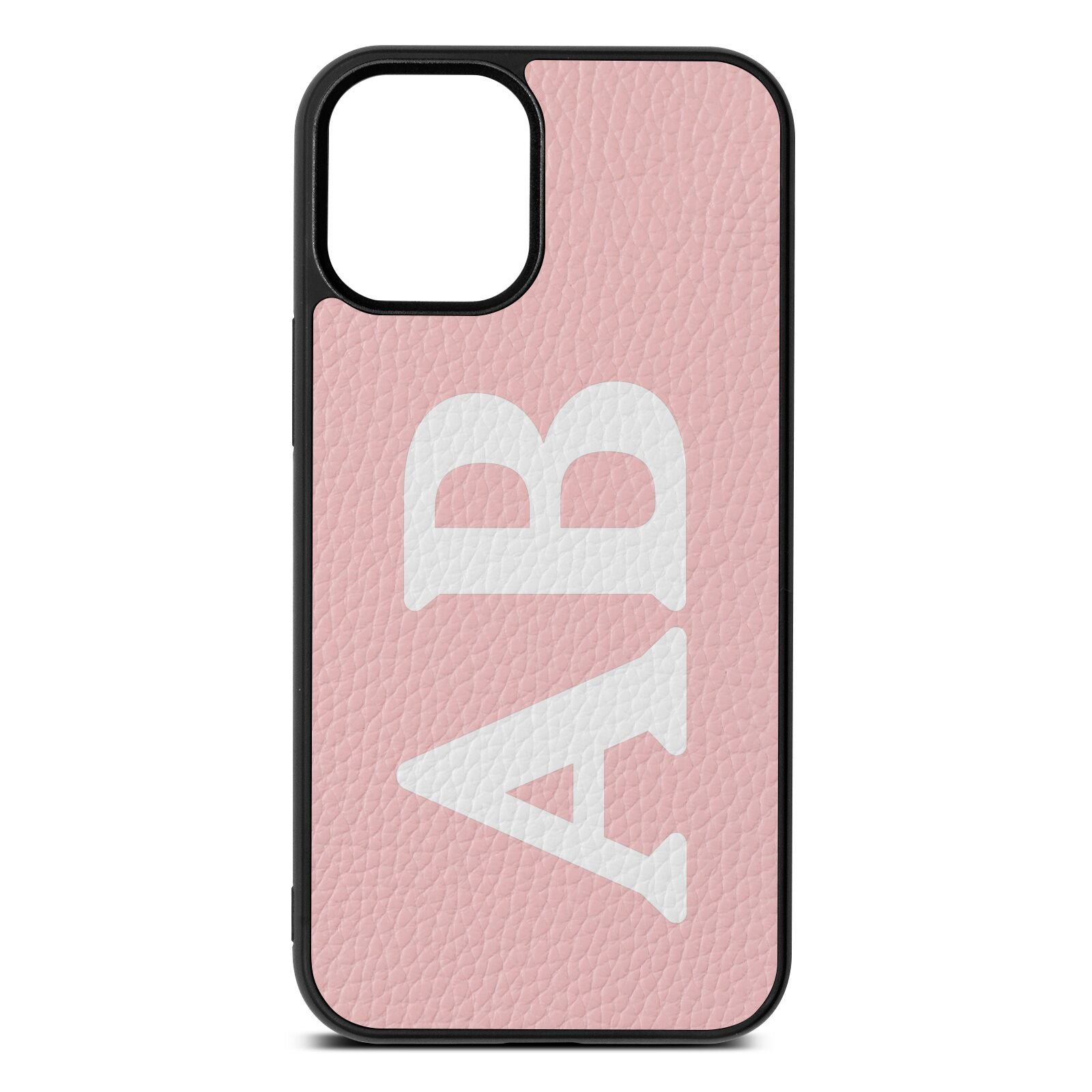 Serif Initials Pink Pebble Leather iPhone 12 Mini Case