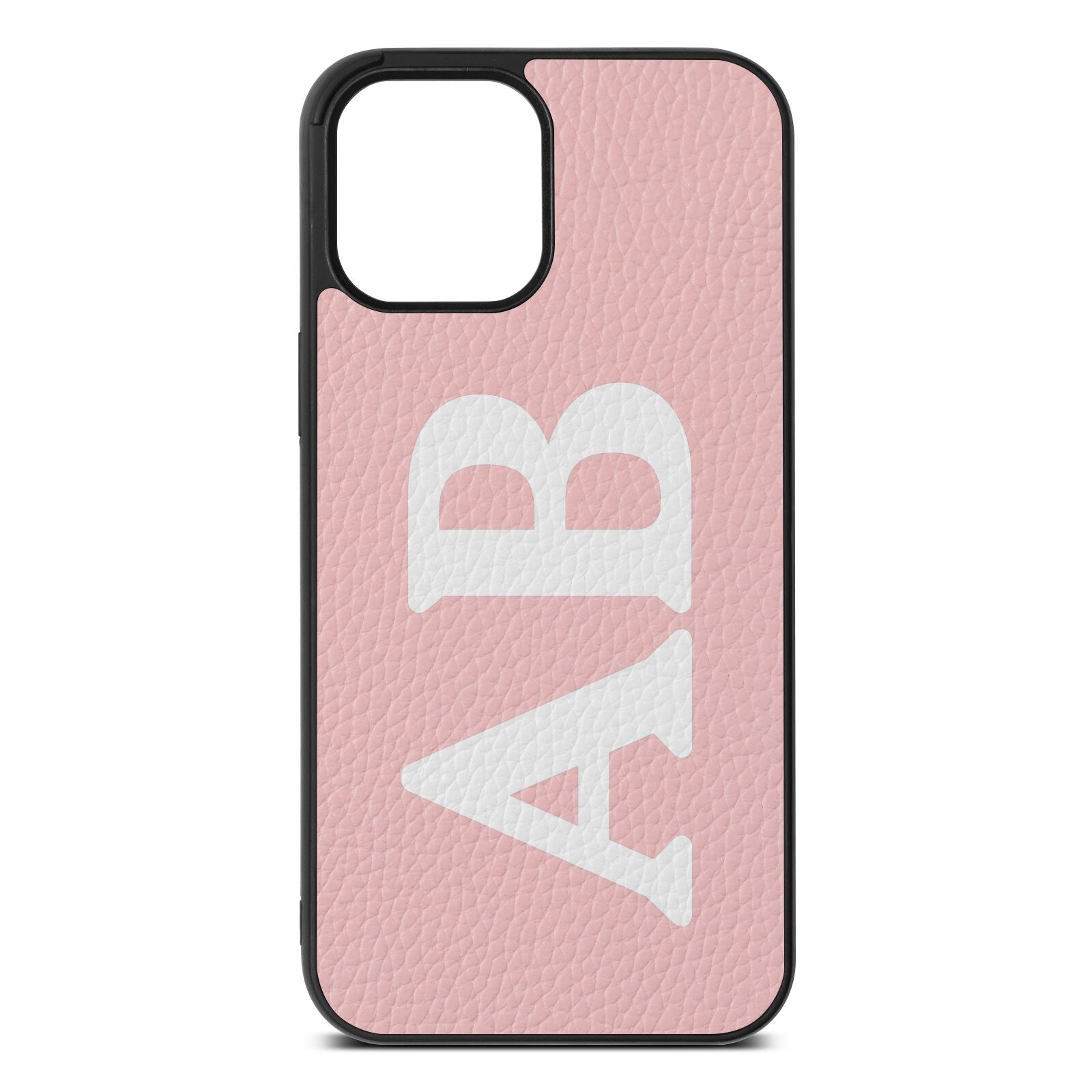 Serif Initials Pink Pebble Leather iPhone 12 Pro Max Case