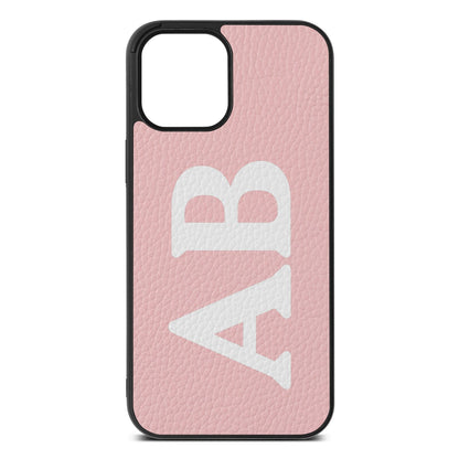 Serif Initials Pink Pebble Leather iPhone 12 Pro Max Case