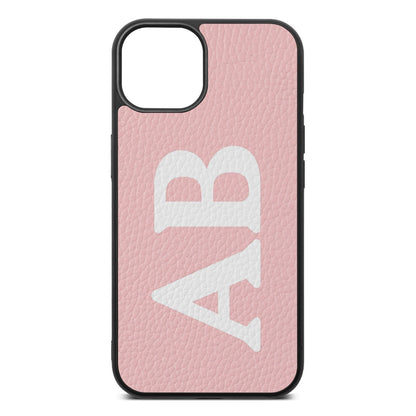 Serif Initials Pink Pebble Leather iPhone 13 Case