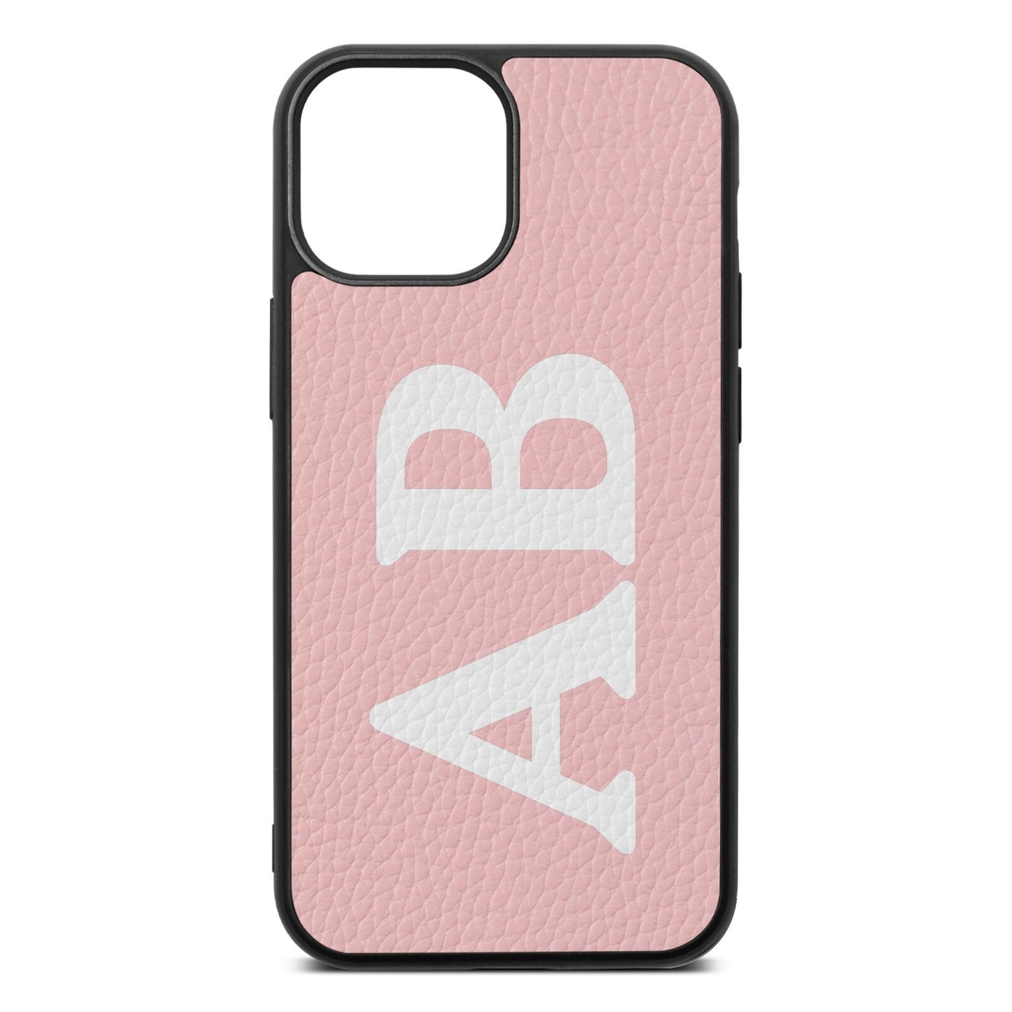 Serif Initials Pink Pebble Leather iPhone 13 Mini Case