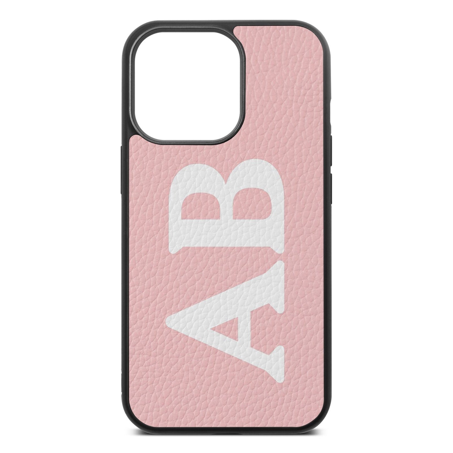 Serif Initials Pink Pebble Leather iPhone 13 Pro Case