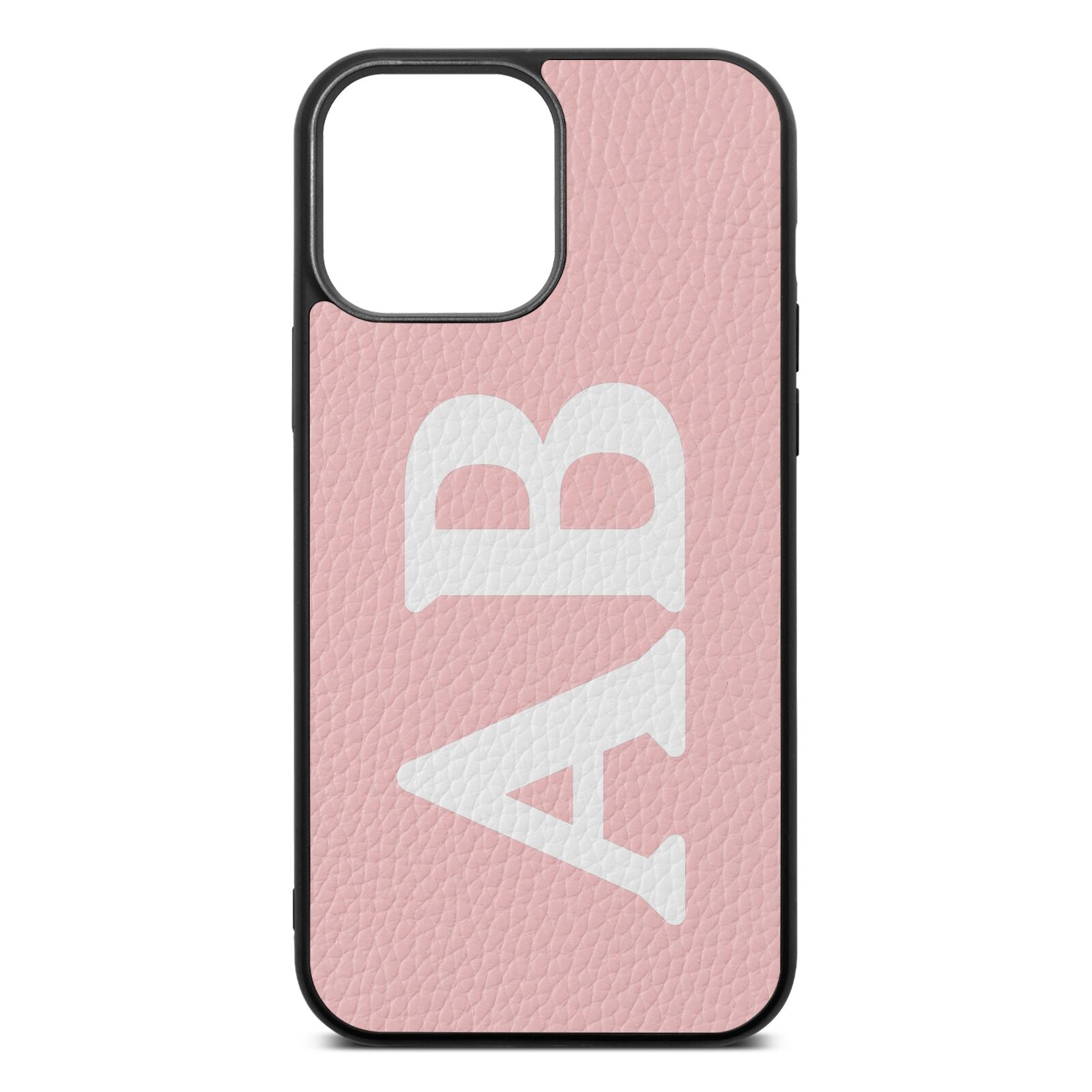 Serif Initials Pink Pebble Leather iPhone 13 Pro Max Case