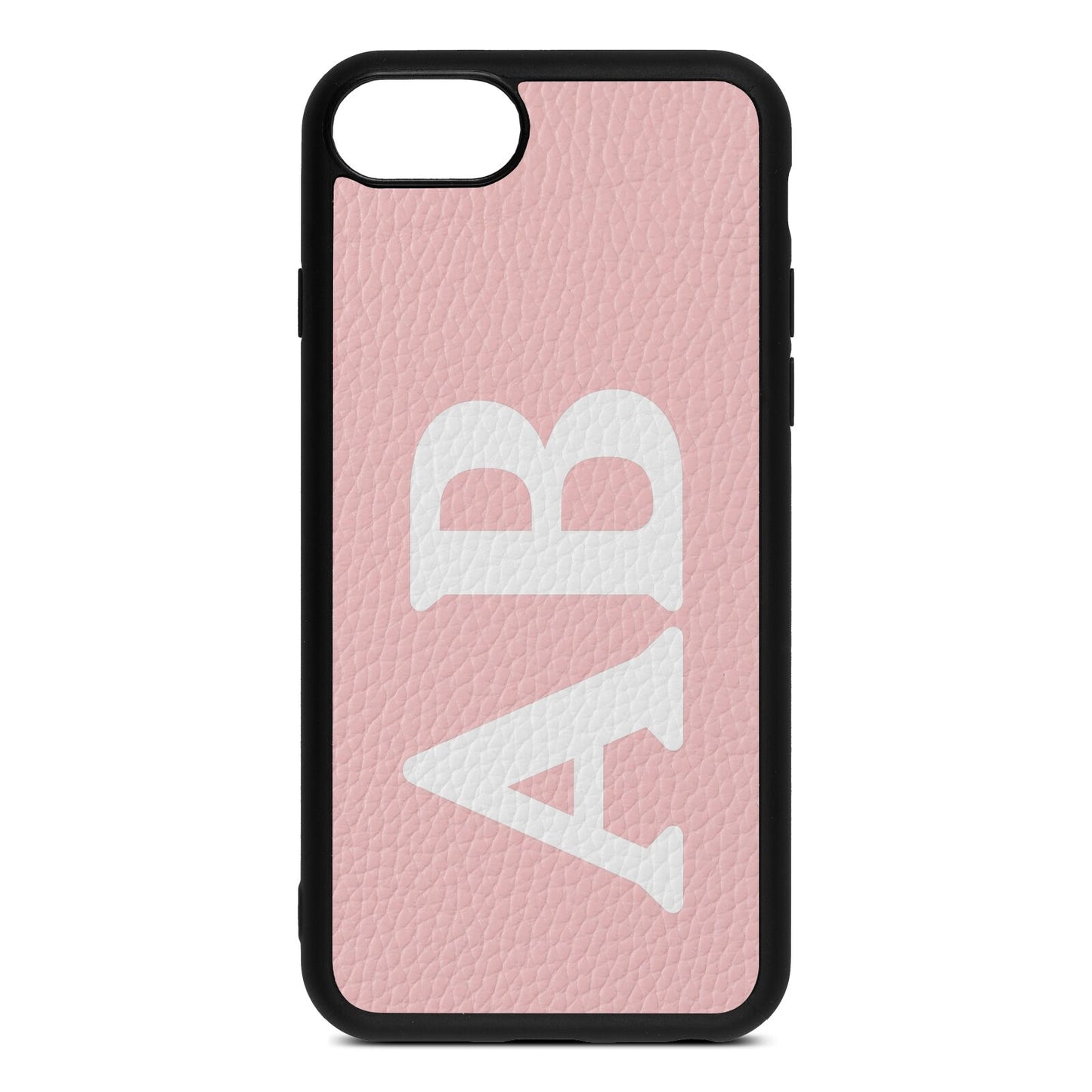 Serif Initials Pink Pebble Leather iPhone 8 Case