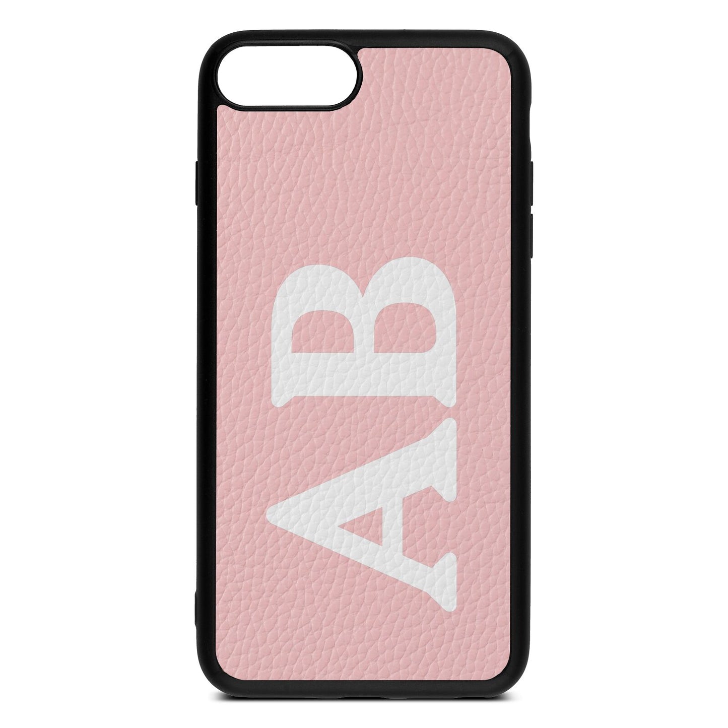 Serif Initials Pink Pebble Leather iPhone 8 Plus Case