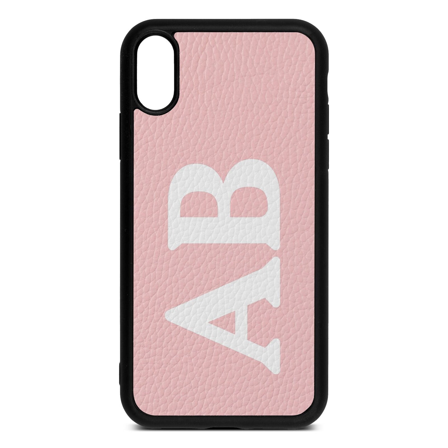 Serif Initials Pink Pebble Leather iPhone Xr Case