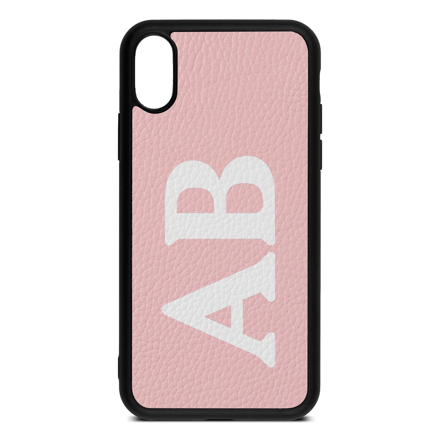 Serif Initials Pink Pebble Leather iPhone Xs Case