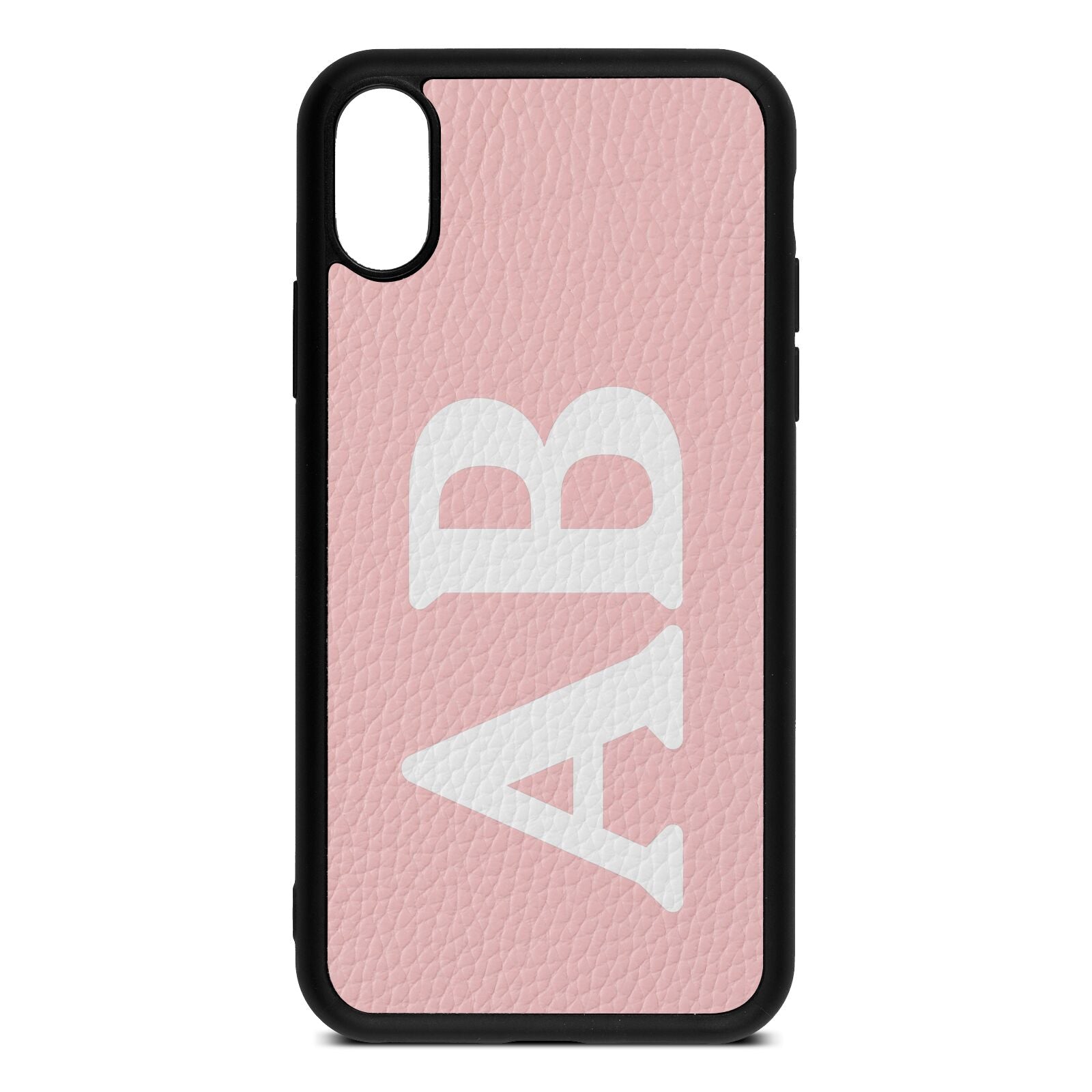 Serif Initials Pink Pebble Leather iPhone Xs Case