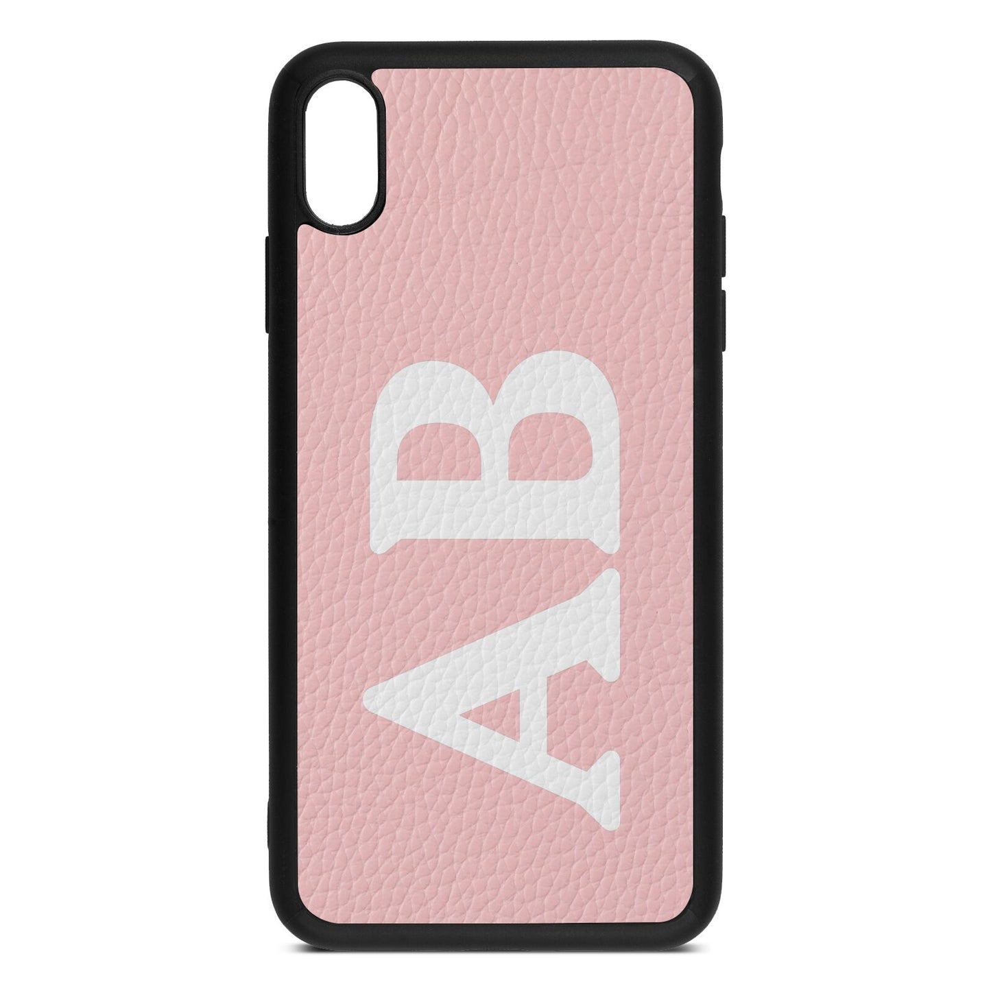 Serif Initials Pink Pebble Leather iPhone Xs Max Case