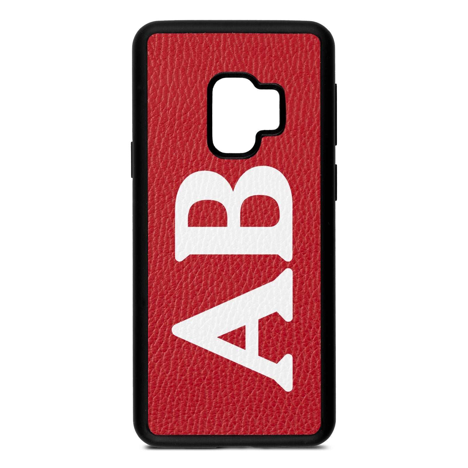 Serif Initials Red Pebble Leather Samsung S9 Case