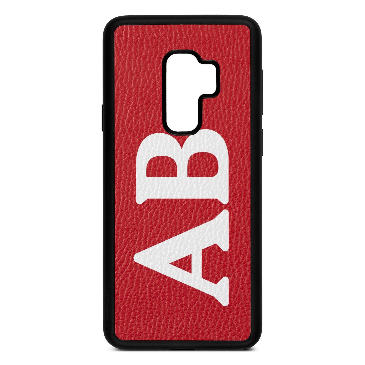 Serif Initials Red Pebble Leather Samsung S9 Plus Case