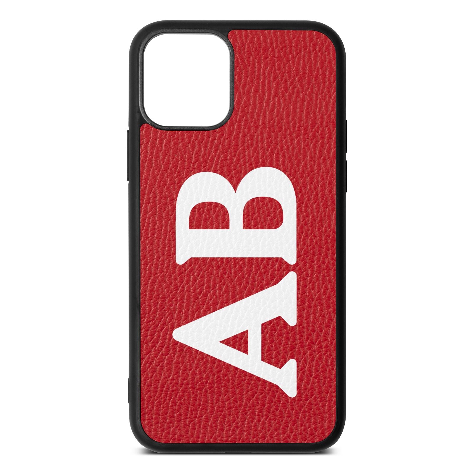 Serif Initials Red Pebble Leather iPhone 11 Case