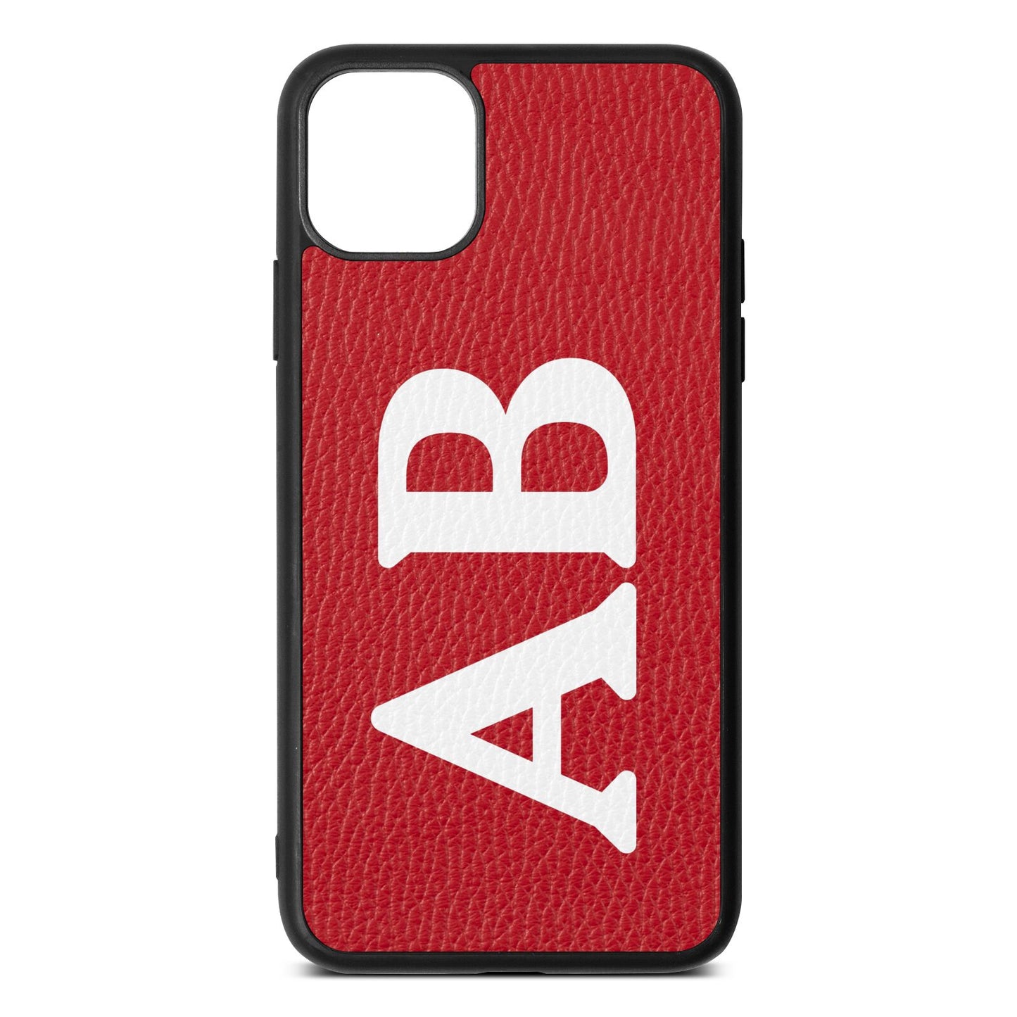 Serif Initials Red Pebble Leather iPhone 11 Pro Max Case