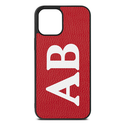 Serif Initials Red Pebble Leather iPhone 12 Pro Max Case