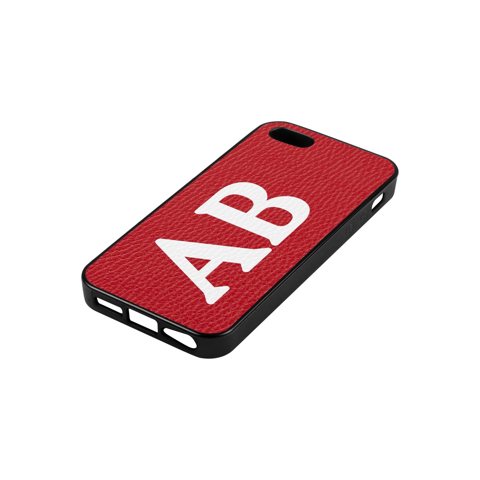 Serif Initials Red Pebble Leather iPhone 5 Case Side Angle