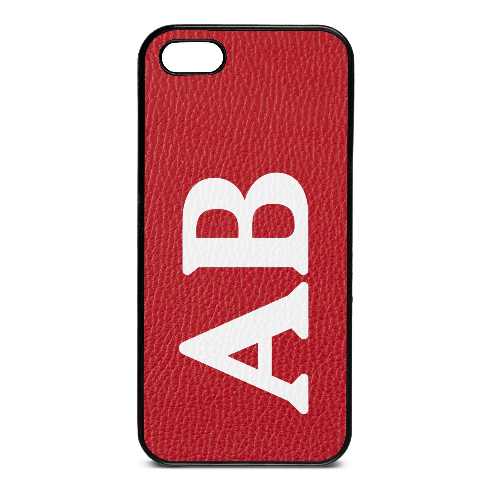 Serif Initials Red Pebble Leather iPhone 5 Case