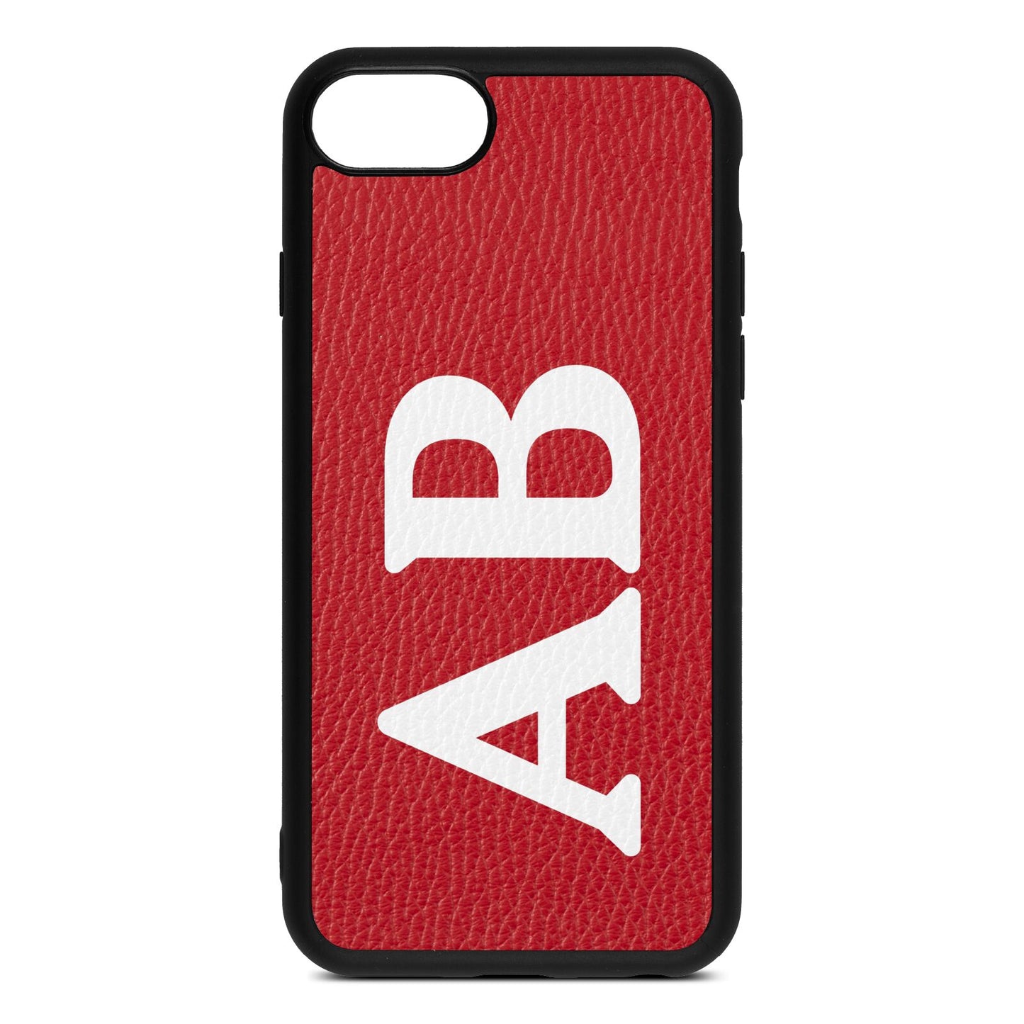 Serif Initials Red Pebble Leather iPhone 8 Case