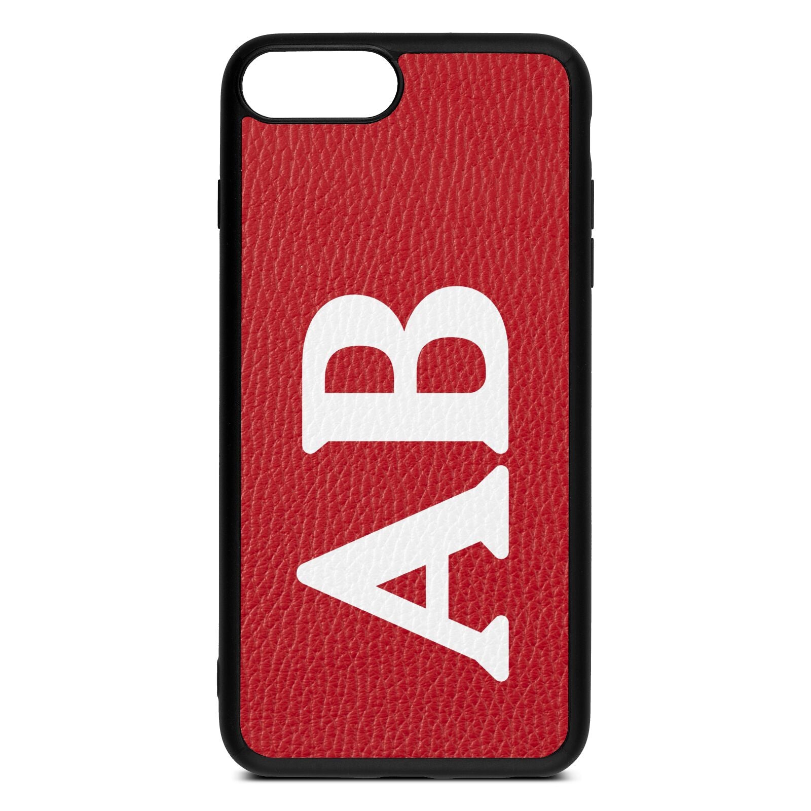 Serif Initials Red Pebble Leather iPhone 8 Plus Case