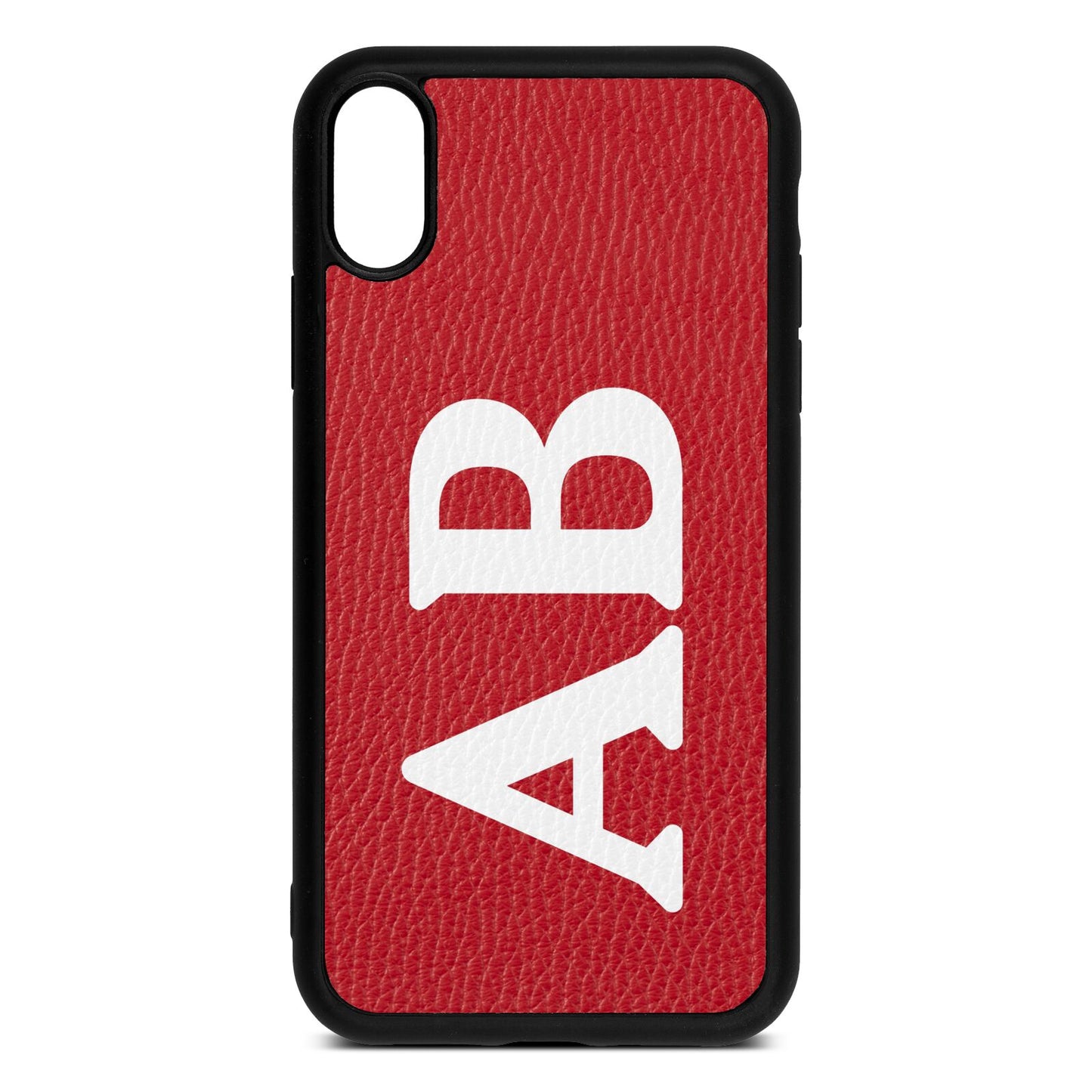 Serif Initials Red Pebble Leather iPhone Xr Case