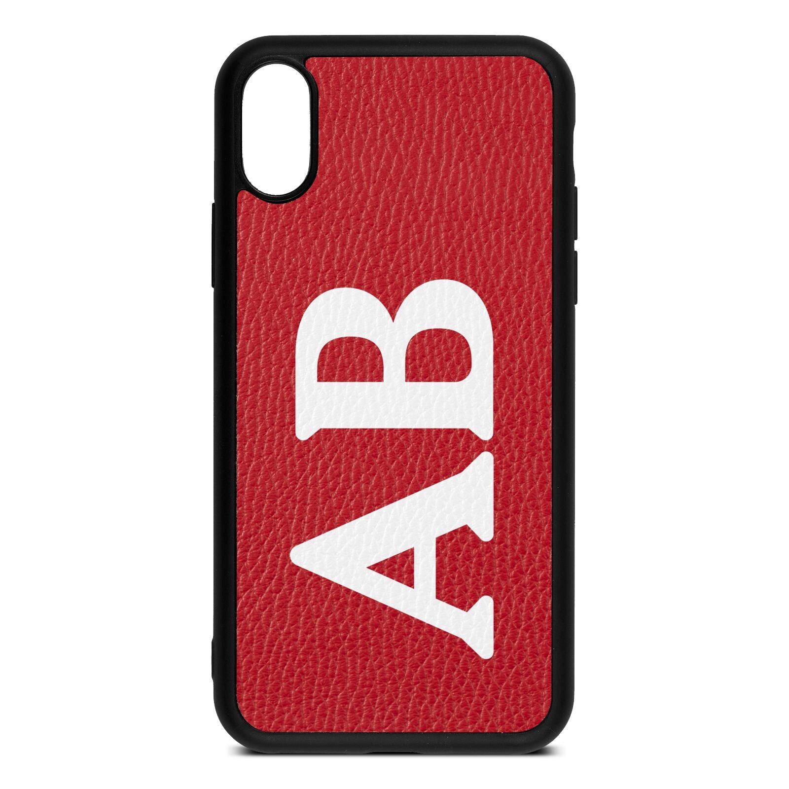 Serif Initials Red Pebble Leather iPhone Xs Case