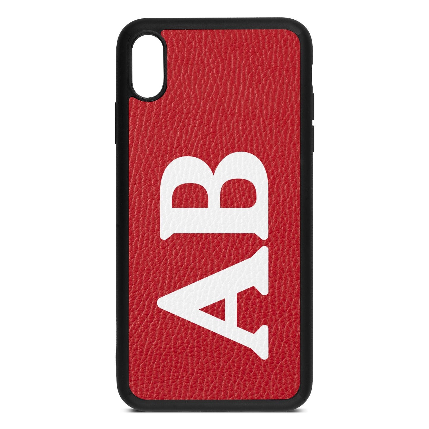 Serif Initials Red Pebble Leather iPhone Xs Max Case