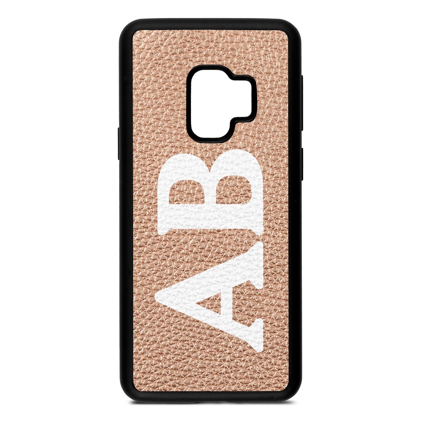 Serif Initials Rose Gold Pebble Leather Samsung S9 Case