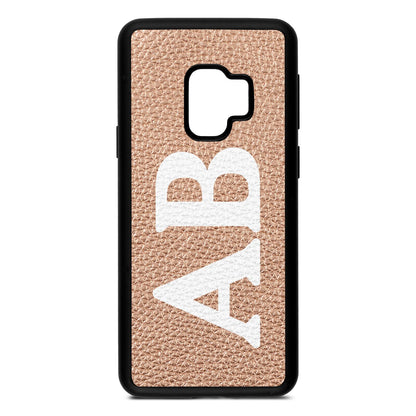 Serif Initials Rose Gold Pebble Leather Samsung S9 Case