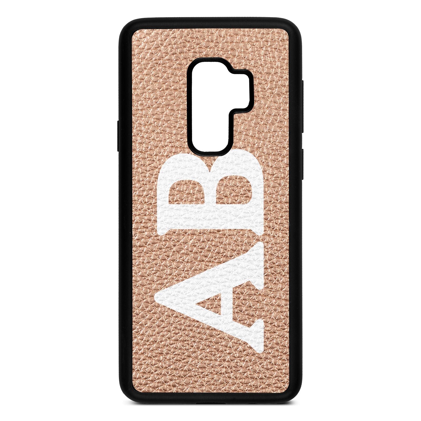 Serif Initials Rose Gold Pebble Leather Samsung S9 Plus Case