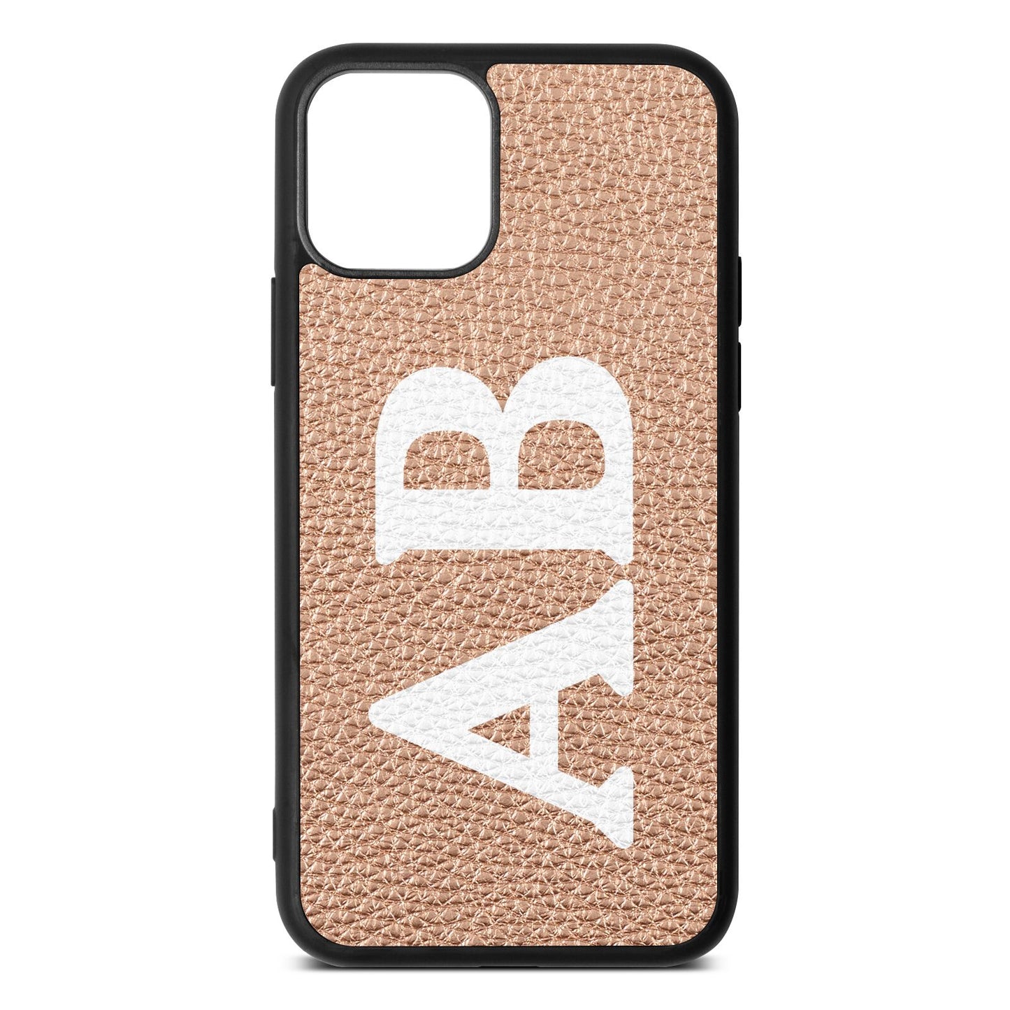 Serif Initials Rose Gold Pebble Leather iPhone 11 Case