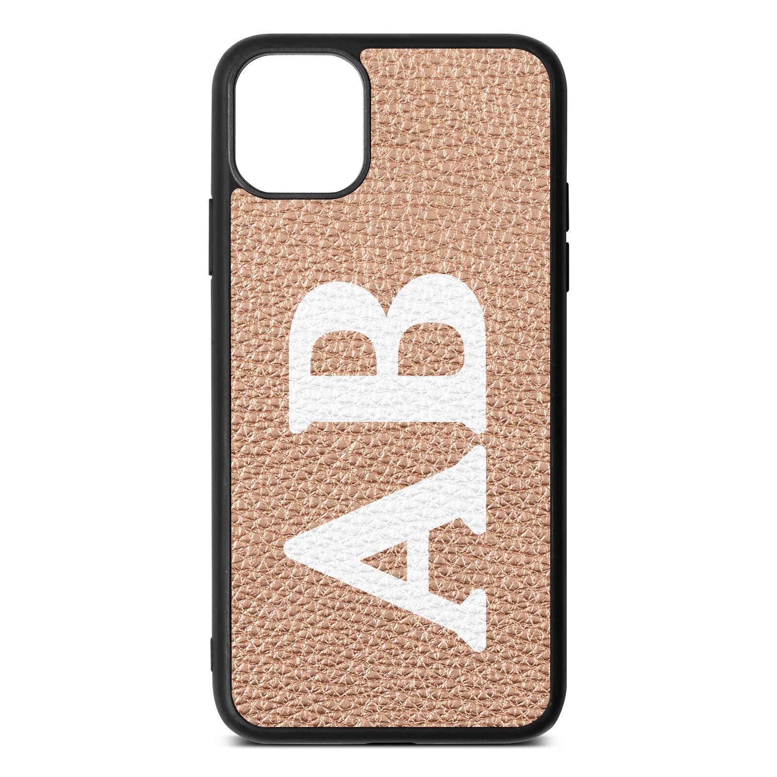 Serif Initials Rose Gold Pebble Leather iPhone 11 Pro Max Case