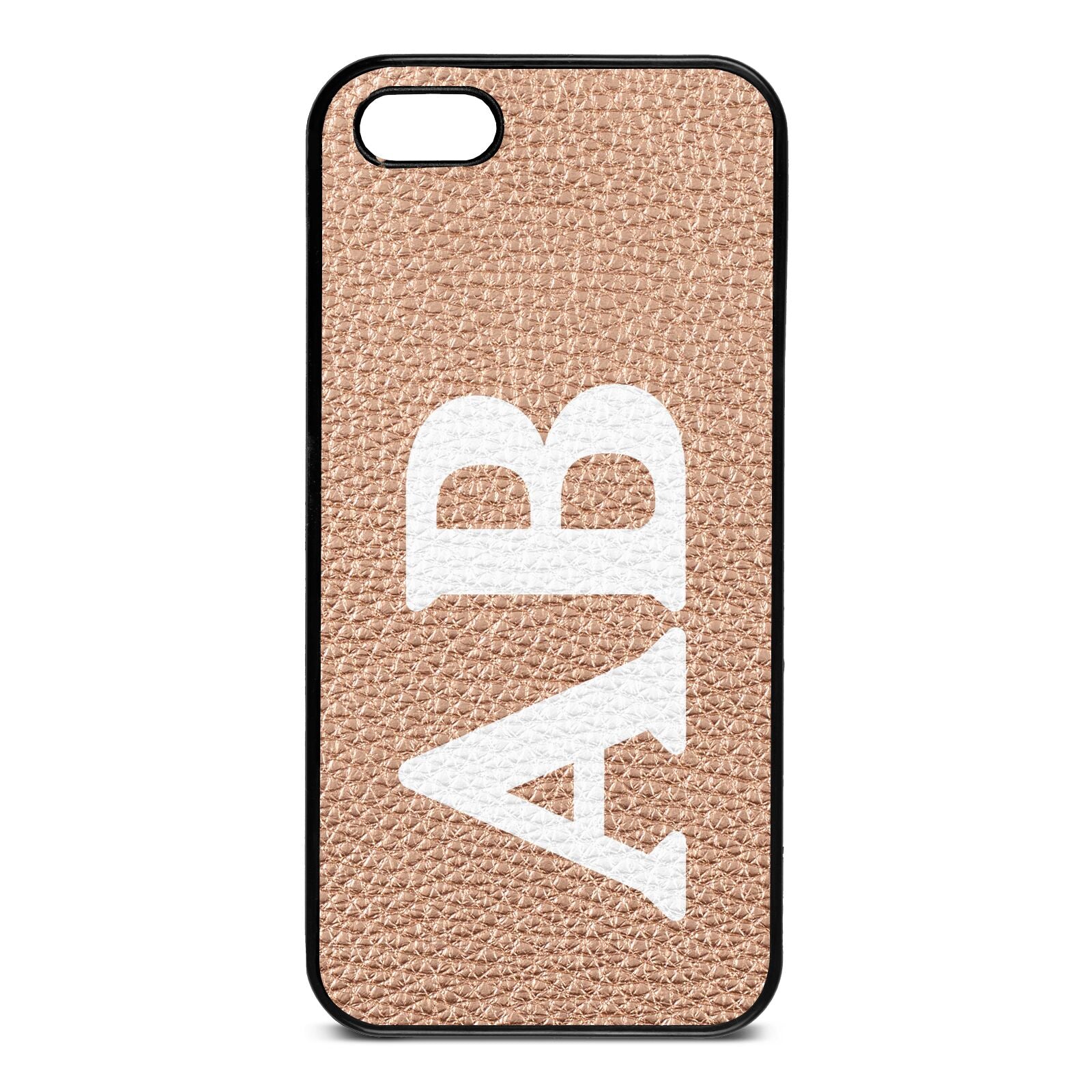 Serif Initials Rose Gold Pebble Leather iPhone 5 Case