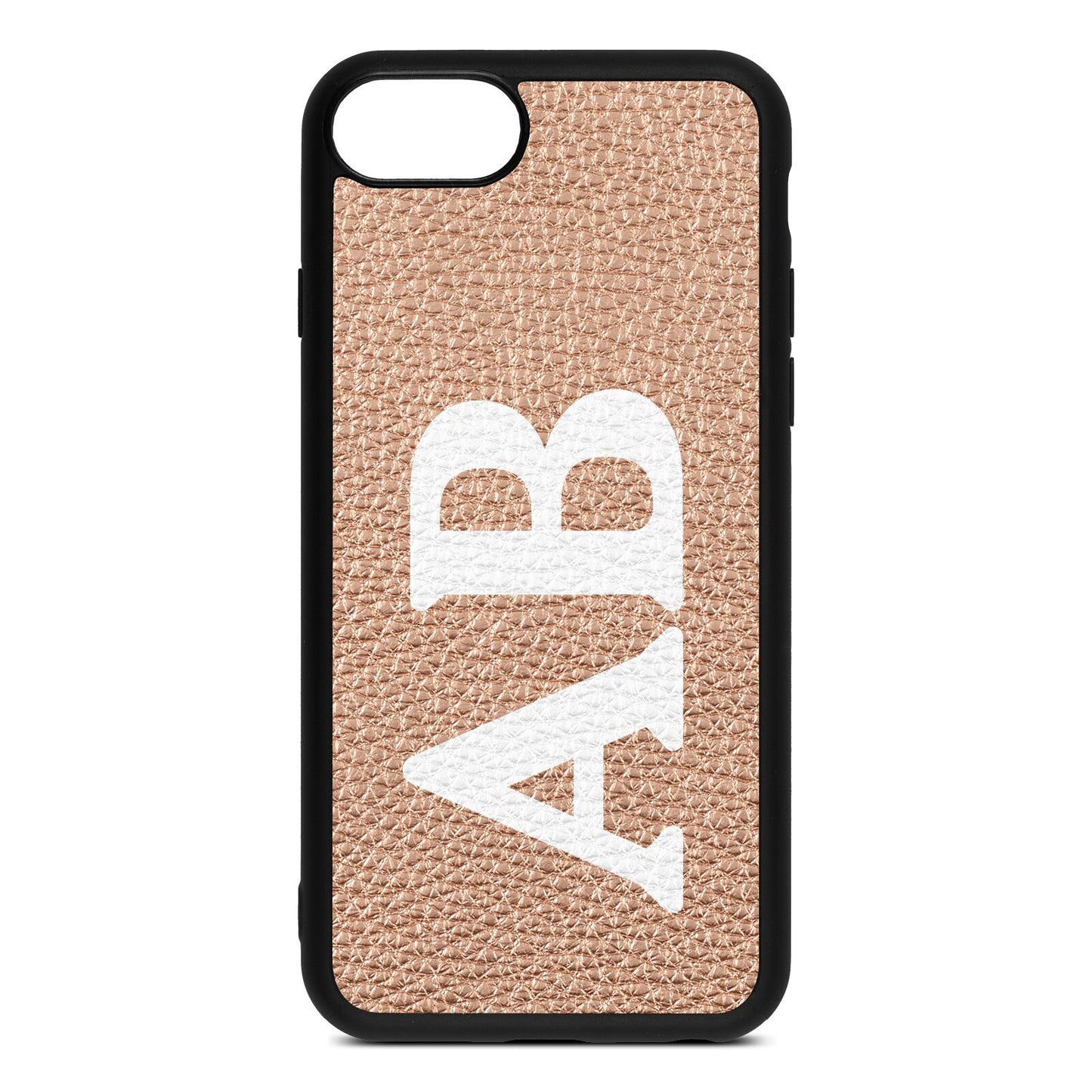 Serif Initials Rose Gold Pebble Leather iPhone 8 Case