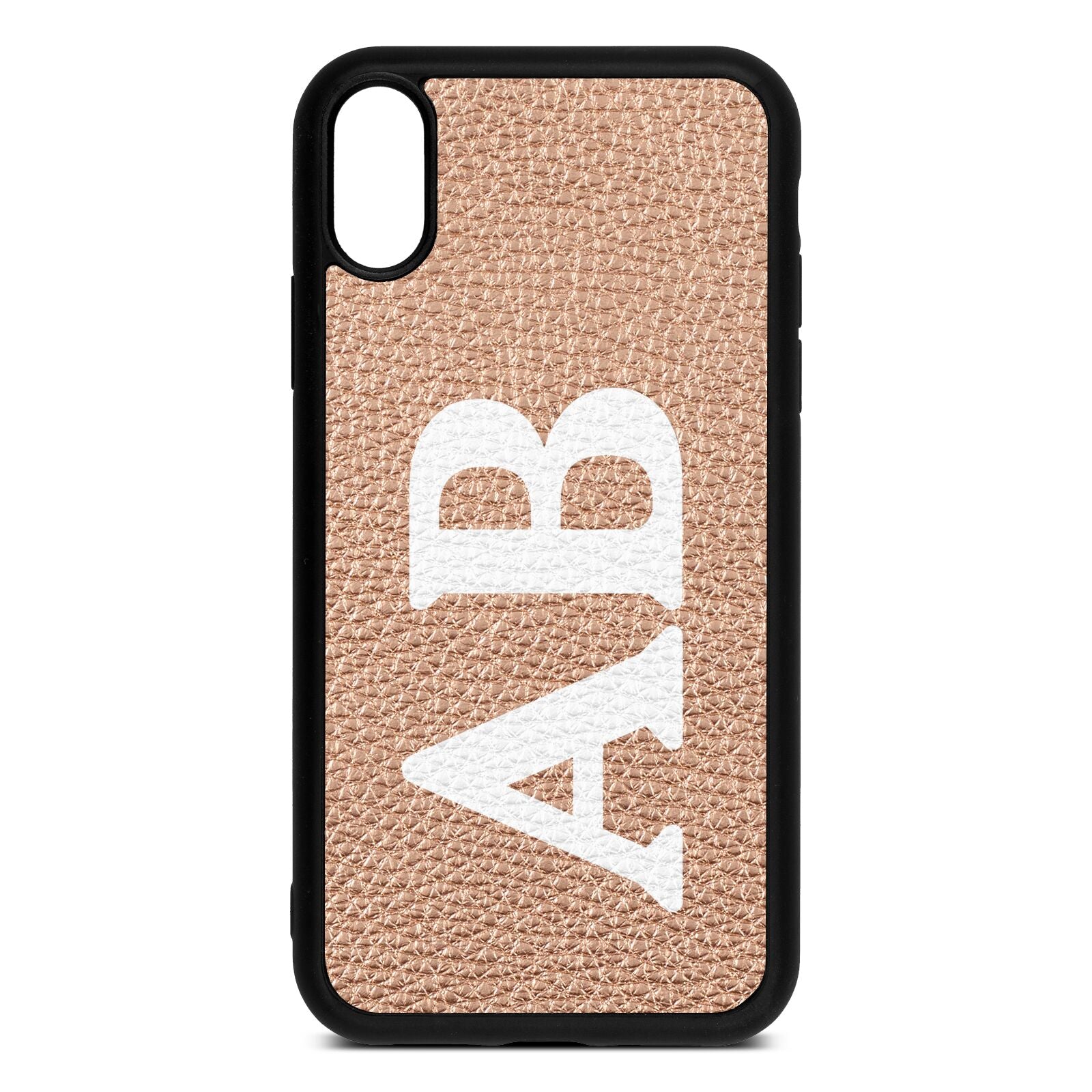 Serif Initials Rose Gold Pebble Leather iPhone Xr Case