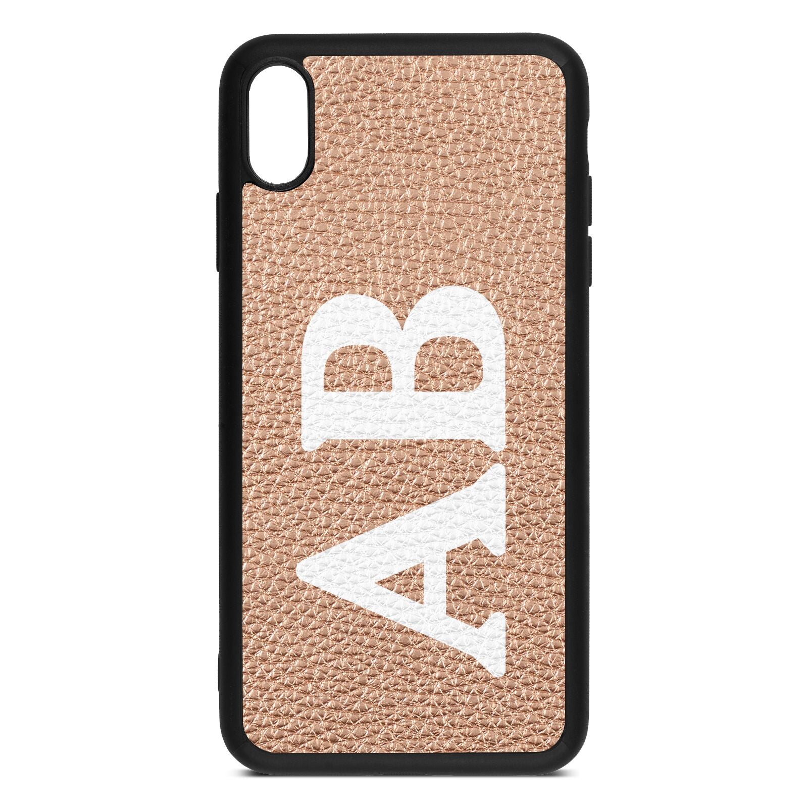 Serif Initials Rose Gold Pebble Leather iPhone Xs Max Case