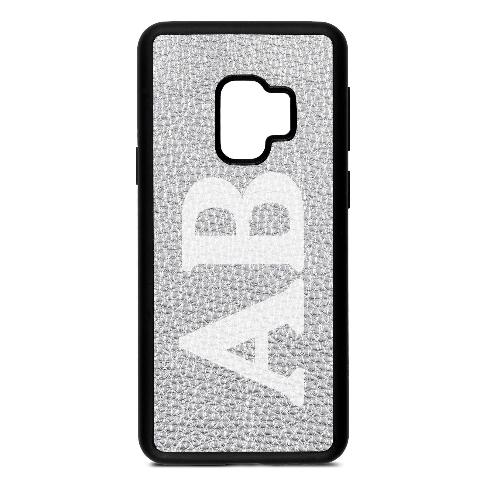 Serif Initials Silver Pebble Leather Samsung S9 Case