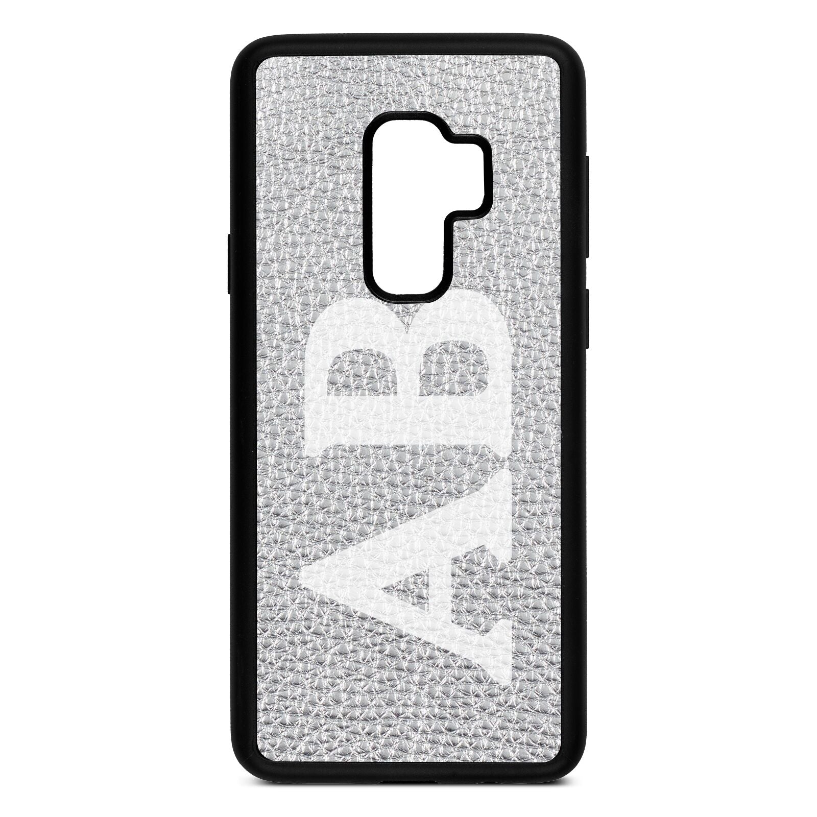 Serif Initials Silver Pebble Leather Samsung S9 Plus Case