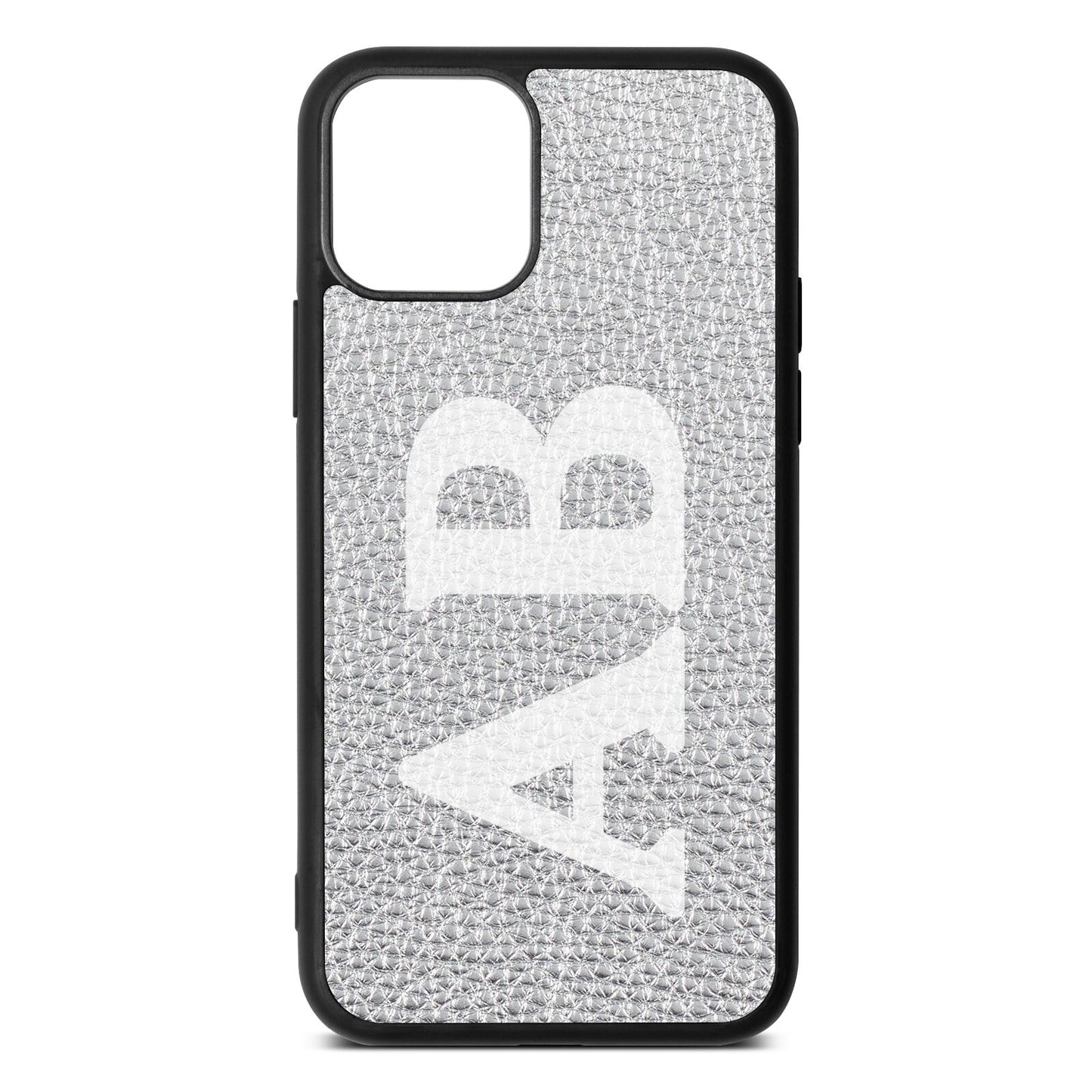 Serif Initials Silver Pebble Leather iPhone 11 Case