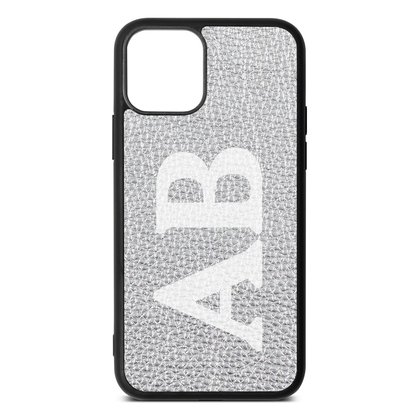 Serif Initials Silver Pebble Leather iPhone 11 Pro Case