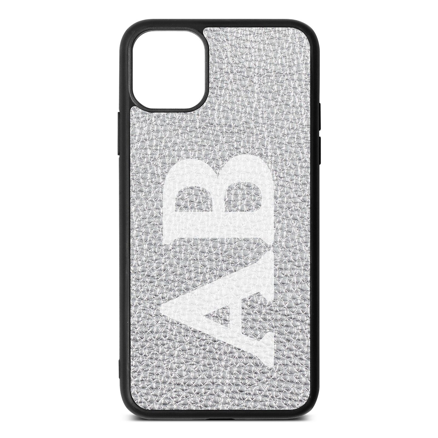 Serif Initials Silver Pebble Leather iPhone 11 Pro Max Case