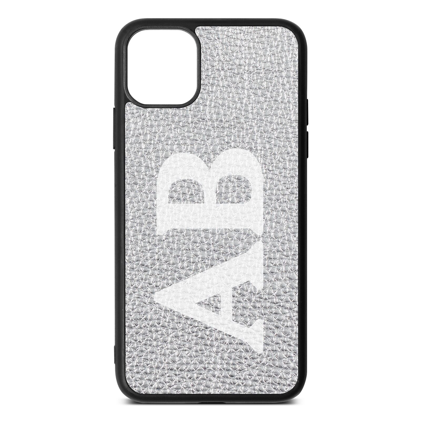 Serif Initials Silver Pebble Leather iPhone 11 Pro Max Case