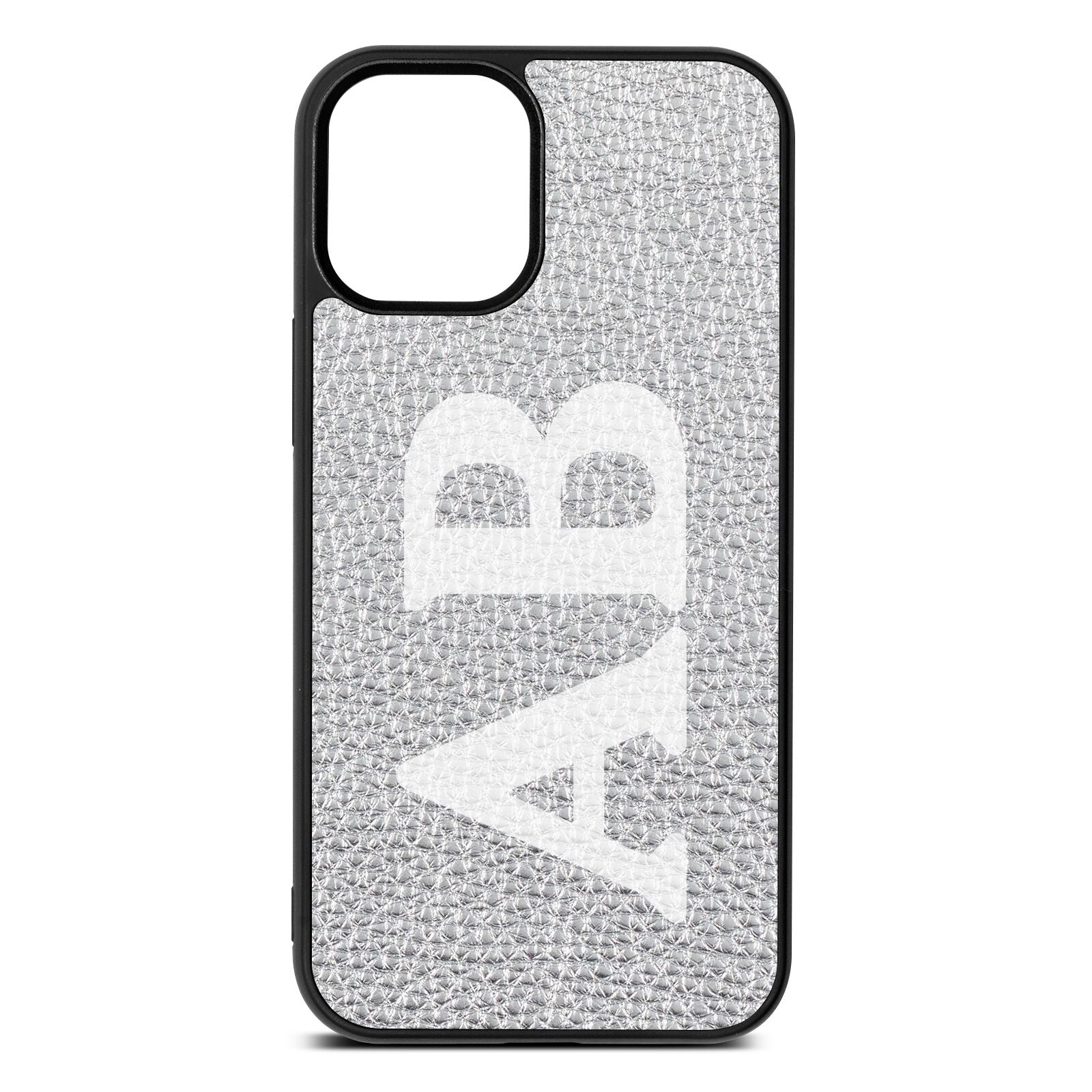 Serif Initials Silver Pebble Leather iPhone 12 Mini Case