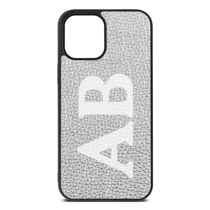 Serif Initials Silver Pebble Leather iPhone 12 Pro Max Case