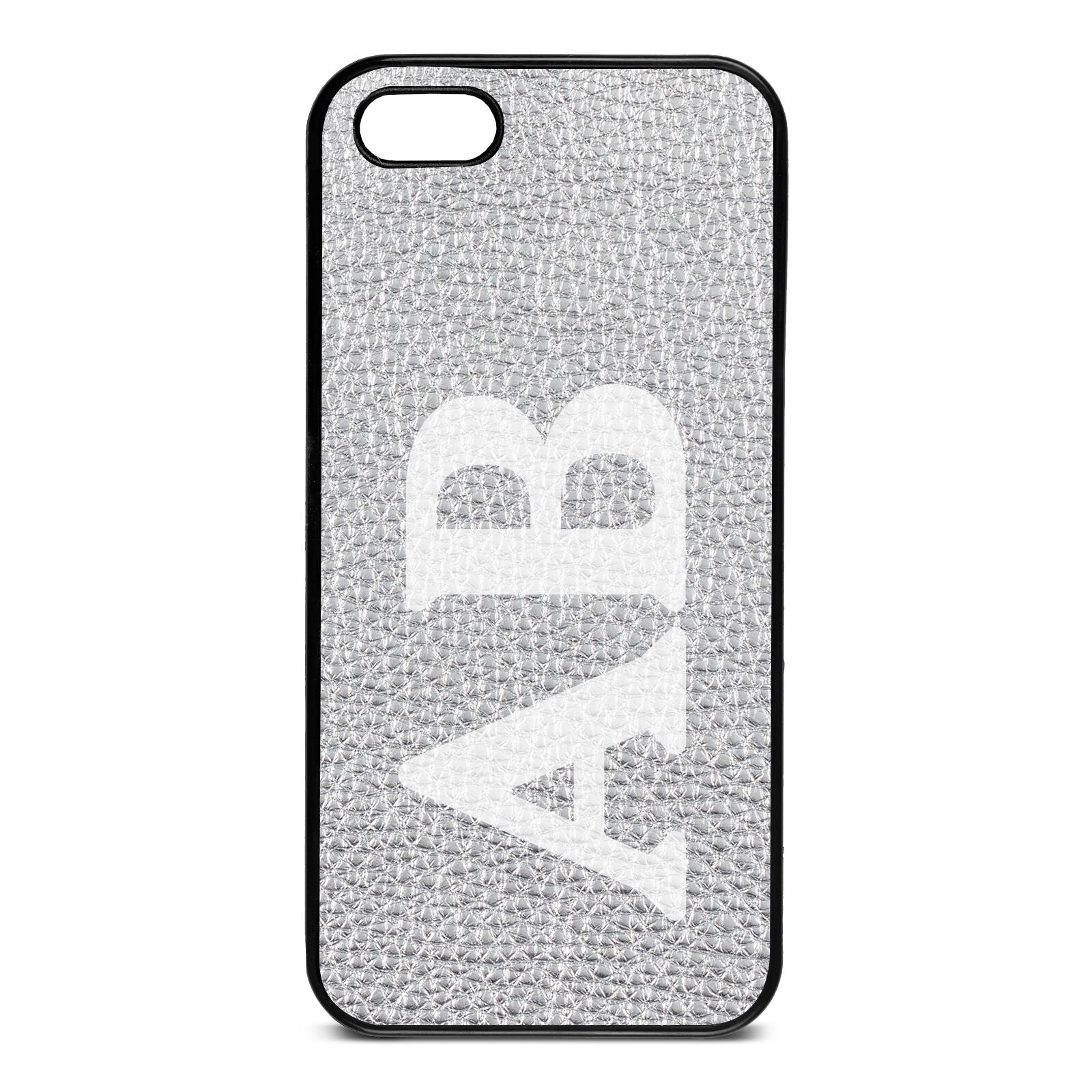 Serif Initials Silver Pebble Leather iPhone 5 Case