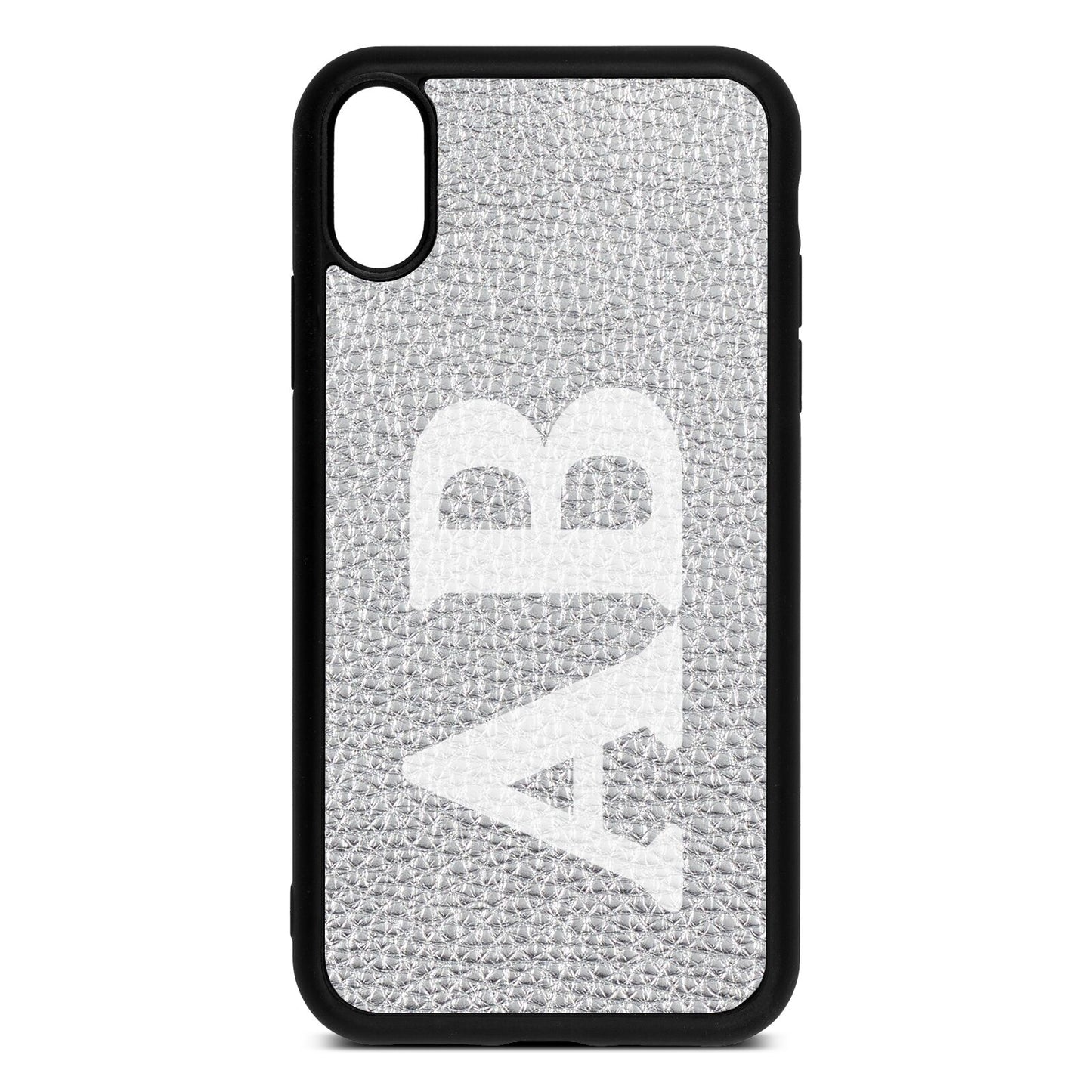 Serif Initials Silver Pebble Leather iPhone Xr Case