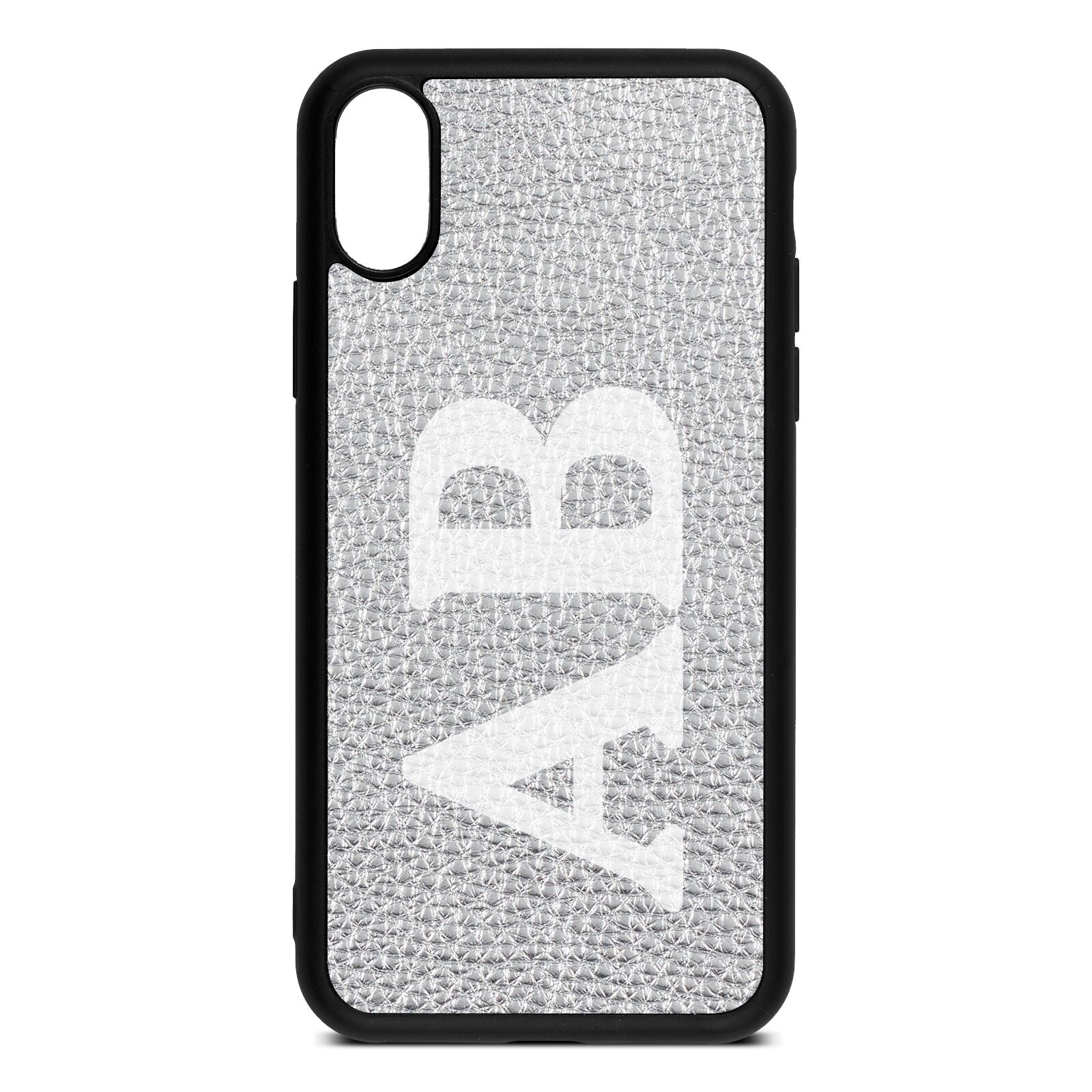 Serif Initials Silver Pebble Leather iPhone Xs Case