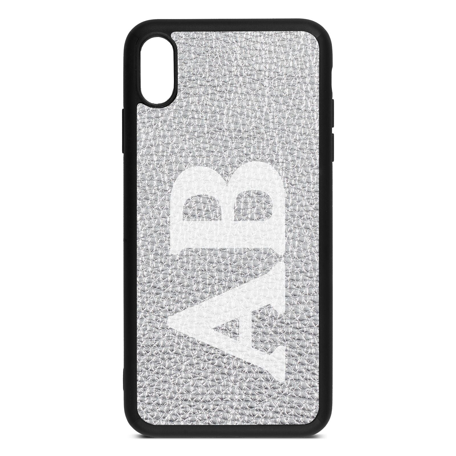 Serif Initials Silver Pebble Leather iPhone Xs Max Case