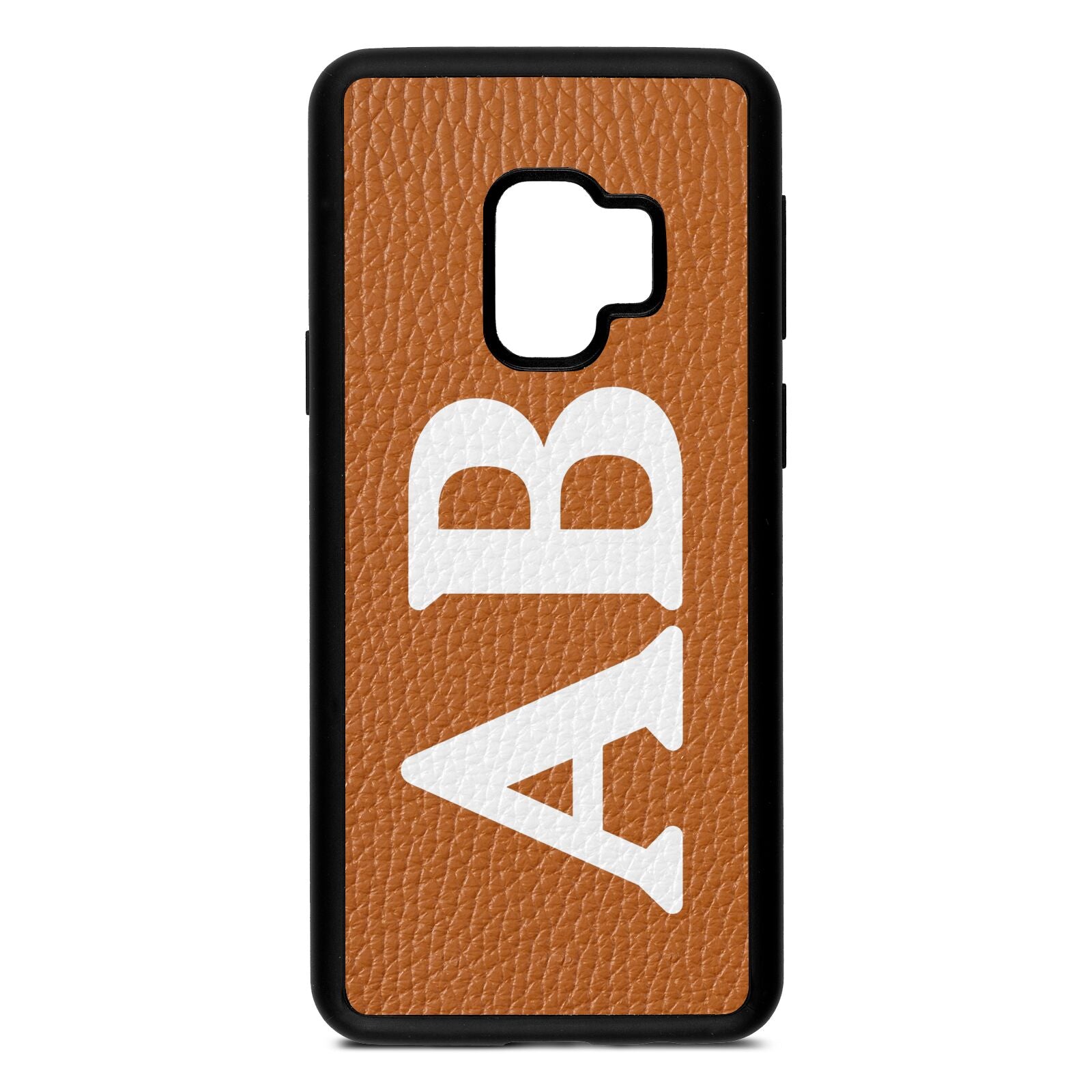 Serif Initials Tan Pebble Leather Samsung S9 Case