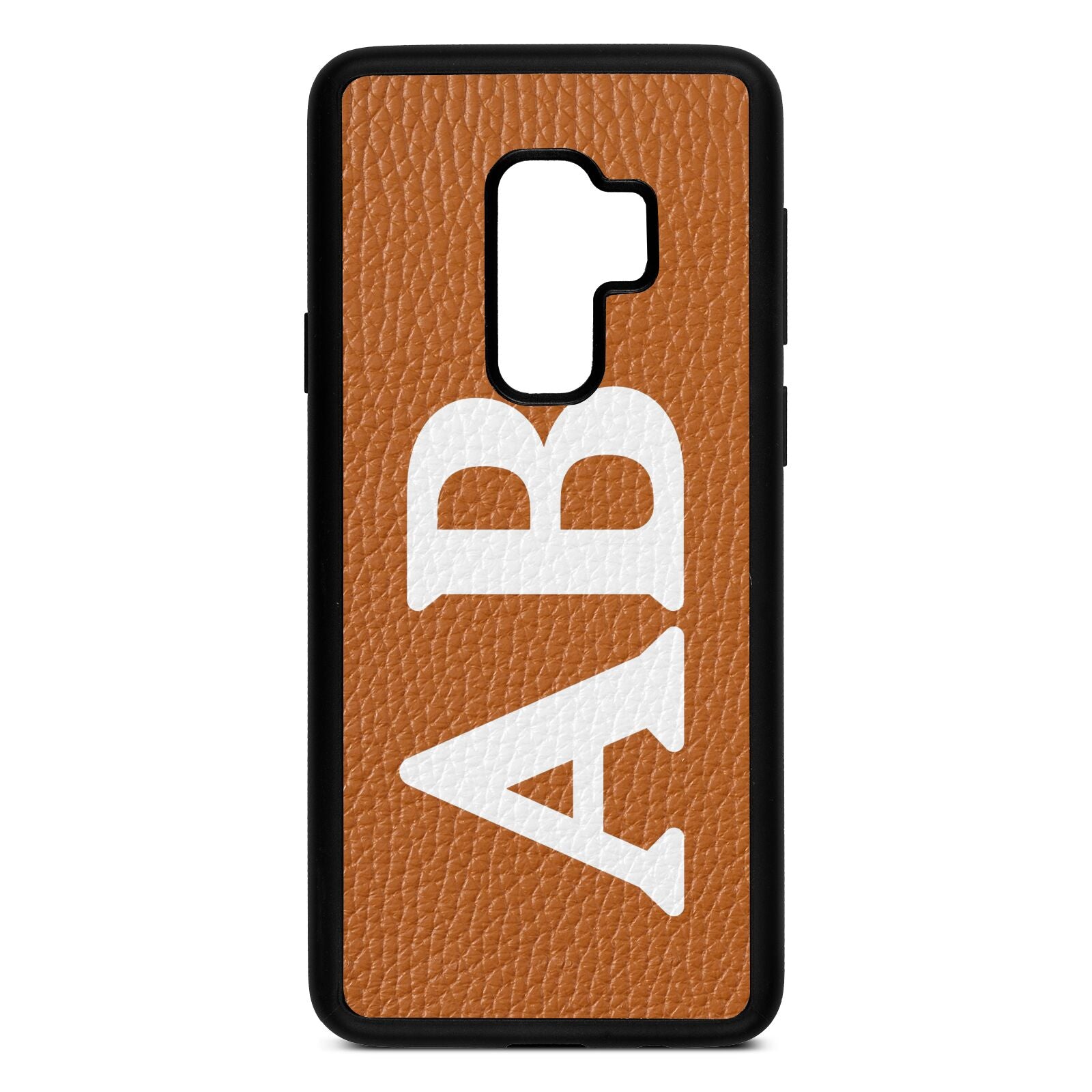 Serif Initials Tan Pebble Leather Samsung S9 Plus Case