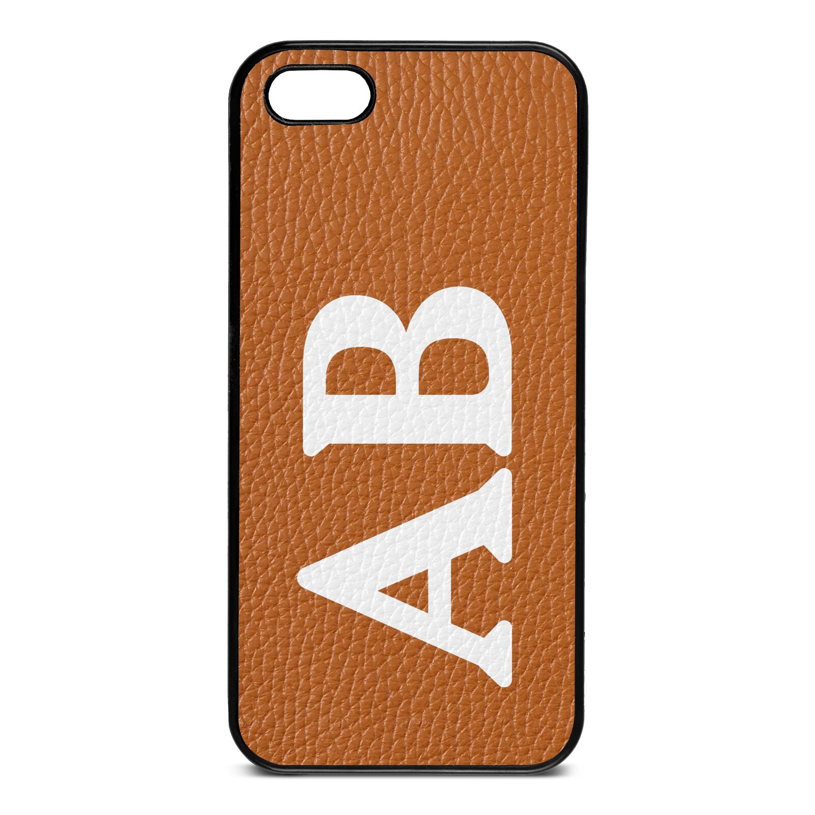 Serif Initials Tan Pebble Leather iPhone 5 Case